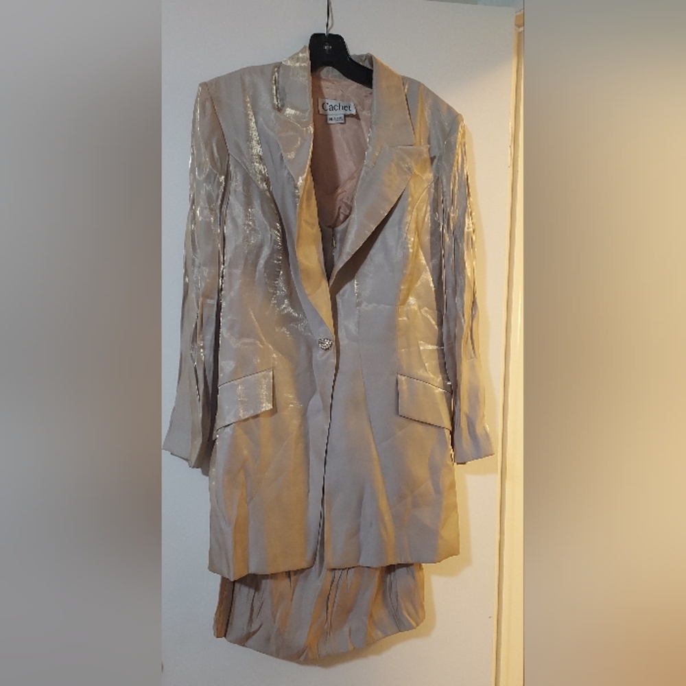 Cachet Shimmering Gold Women's Jacket & Skirt Set